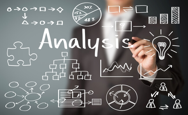 Illustration of data interpretation on blackboard