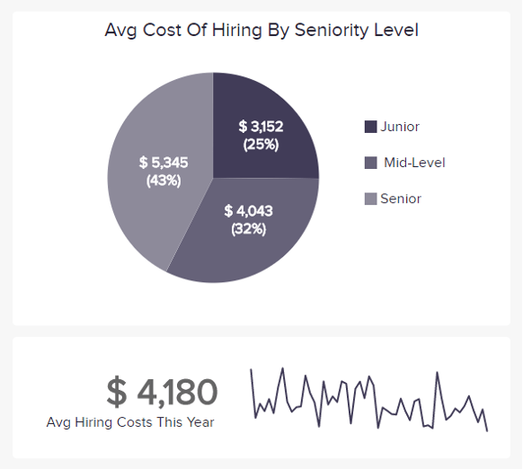 pie chart displaying human resources metric cost per hire by seniority level
