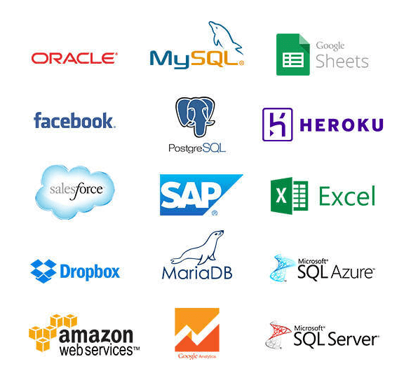 Overview of some data connectors available at datapine