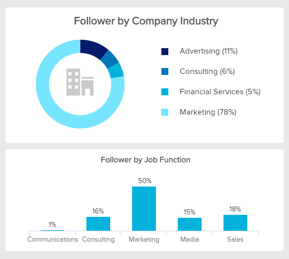 Datenvisualisierungen zur Demografie von LinkedIn Followern