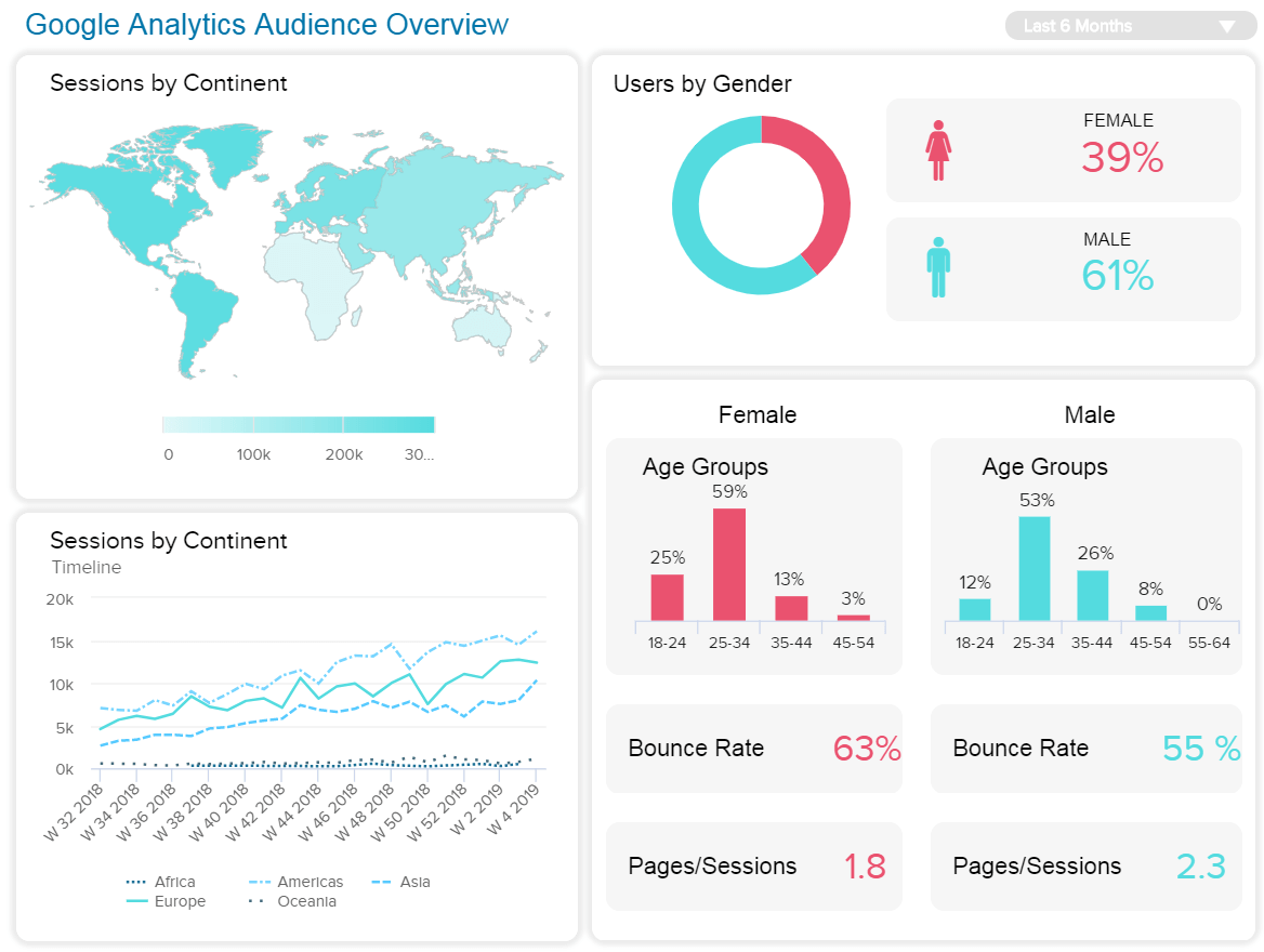 Google Analytics Dashboards - Example #4: Google Analytics Audience Dashboard