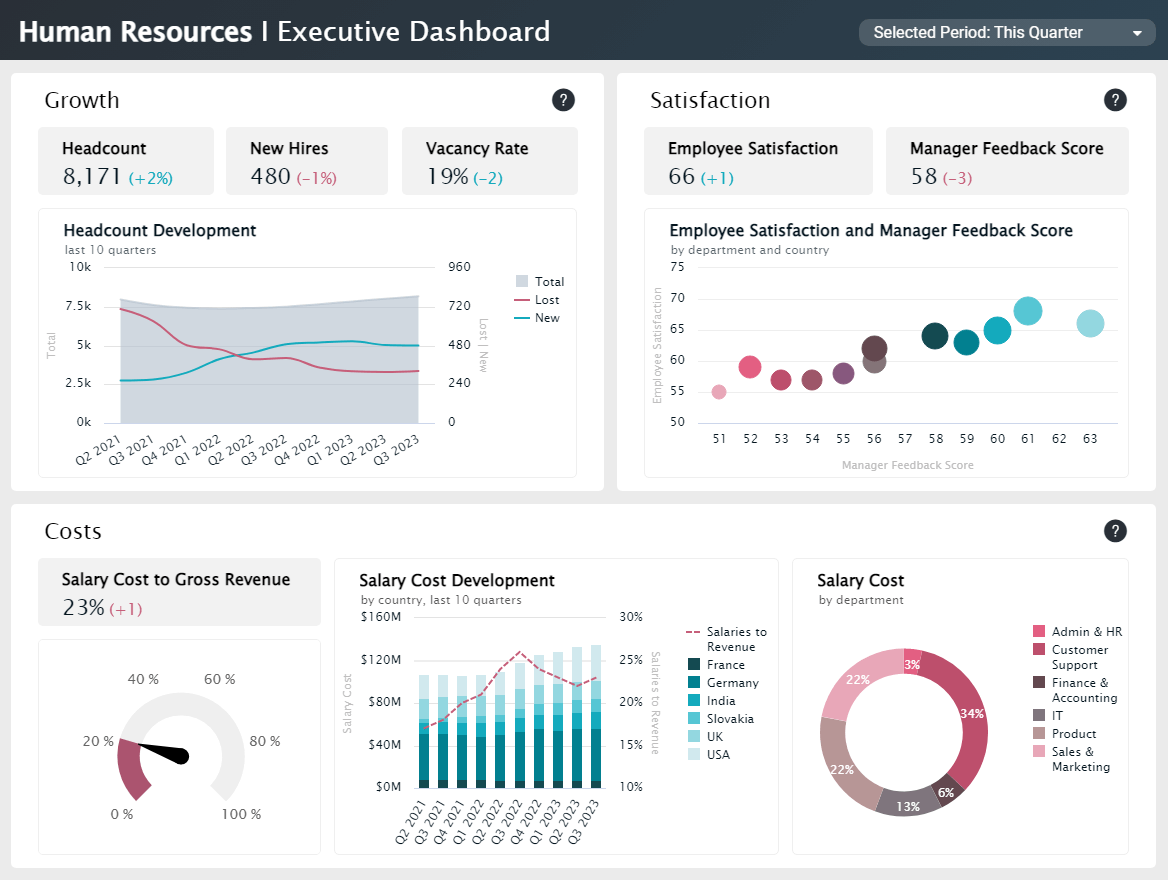 Human Resources Dashboards - Example #6: HR Executive Dashboard
