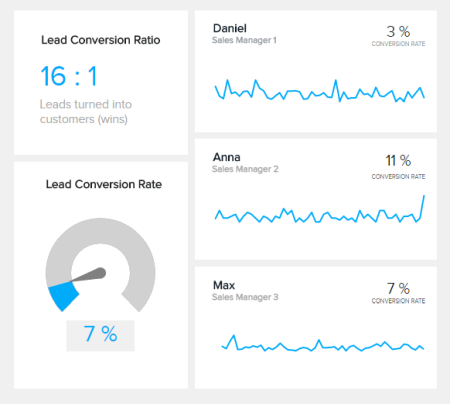 Sales KPI tracking the lead conversion ratio by sales manager