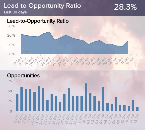 visualization of the lead quality with the help of the lead-to-opportunity ratio