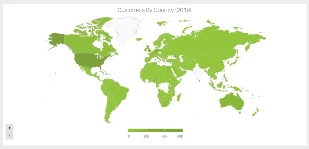 Map: a data visualization chart used to target data geographically, by location