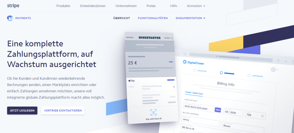 Unternehmenssoftware zur Online-Zahlungsabwicklung: Stripe